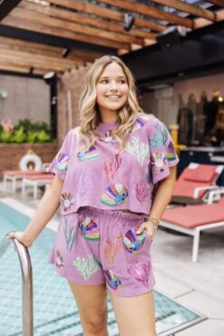 Lavender Terry Coral & Shell Short -Queen of Sparkles soelstudio QOSMAY2023 126 edc00ca2 27fd 471d b88c d51f3369dfe1