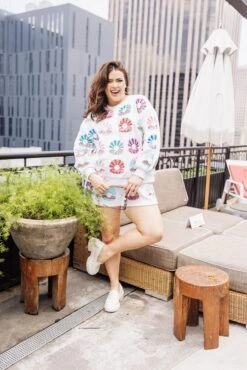 Queen Of Sparkles White Clam Shell Multi Sweatshirt