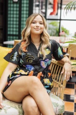 Black Multi Fish Collar Romper