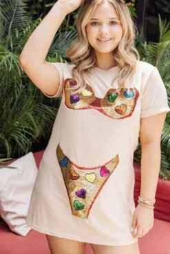 Gold Heart Bikini Coverup Dress -Queen of Sparkles soelstudio QOSMAY2023 297