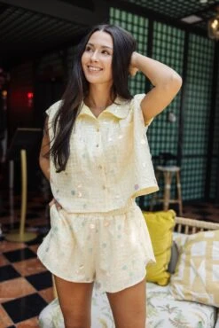 Yellow Checkered Paillette Collar Tank -Queen of Sparkles soelstudio QOSMAY2023 384