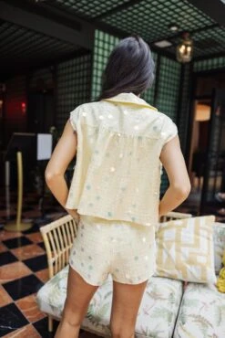 Yellow Checkered Paillette Collar Tank -Queen of Sparkles soelstudio QOSMAY2023 385