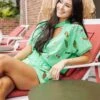 Green Terry Cloth Cut Out Umbrella Top