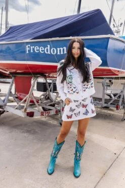 White Butterfly Lady Liberty Cardigan -Queen of Sparkles soelstudio QOSMAY2023 570