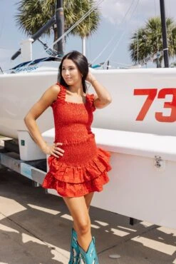 Red Star Smocked Tank -Queen of Sparkles soelstudio QOSMAY2023 736