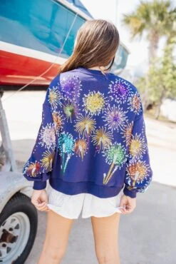 Navy Firework Sweatshirt -Queen of Sparkles soelstudio QOSMAY2023 754