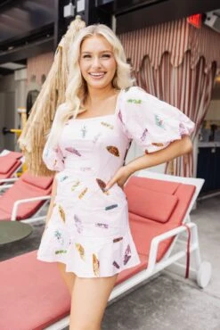 Queen Of Sparkles Light Pink Umbrella Poof Sleeve Dress -Queen of Sparkles soelstudio QOSMAY2023 9