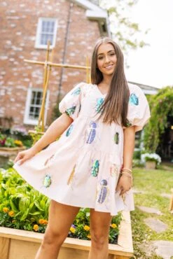 Queen Of Sparkles Beige Beetle Dress