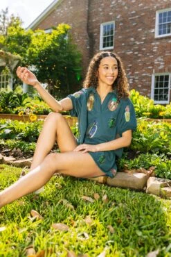 Queen Of Sparkles Dark Teal Beetles Top