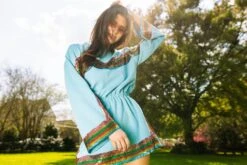 Queen Of Sparkles Teal Rainbow Sequin Stripe Dress Long Sleeve -Queen of Sparkles soelstudio QOSMarch2023 219