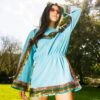 Queen Of Sparkles Teal Rainbow Sequin Stripe Dress Long Sleeve
