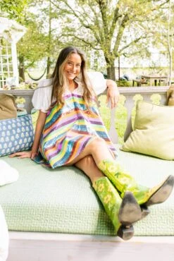 Queen Of Sparkles Colorful Sequin Stripe Bottom Dress