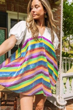 Queen Of Sparkles Colorful Sequin Stripe Bottom Dress 7 Queen Of Sparkles Colorful Sequin Stripe Bottom Dress -Queen of Sparkles soelstudio QOSMarch2023 28