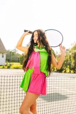 Queen Of Sparkles Hot Pink & Apple Active Rhinestone Short