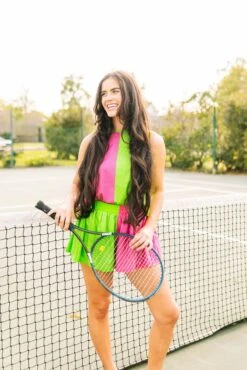 Queen Of Sparkles Hot Pink & Apple Active Rhinestone Short -Queen of Sparkles soelstudio QOSMarch2023 374