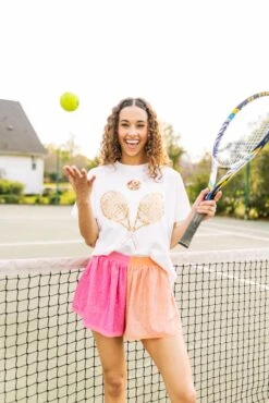 Queen Of Sparkles Gold Tennis Tee