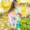 Queen Of Sparkles Pink & Green Bouquet Flowers Oversized Hoodie