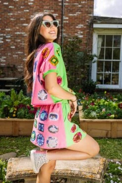 Queen Of Sparkles Green & Pink Rainbow Jewel Top -Queen of Sparkles soelstudio QOSMarch2023 96