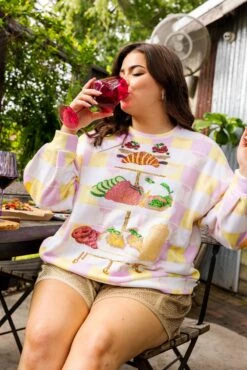 Checkered Brunch Sweatshirt -Queen of Sparkles soelstudio QOS JUNE 219