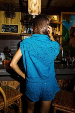 Blue Scattered Rectangle Collar Tank -Queen of Sparkles soelstudio QOS JUNE 369 57817deb aa7c 468b a7e9 07a04e780bd3