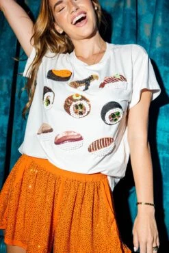 White Sushi Tee -Queen of Sparkles soelstudio QOS JUNE 488