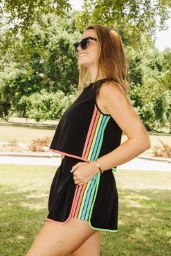 Queen Of Sparkles Black Rainbow Side Active Short