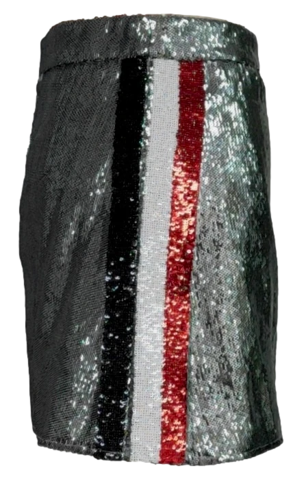 Queen Of Sparkles Grey, Black/Red Sequin Sport Stripe Skirt 1 Queen Of Sparkles Grey, Black/Red Sequin Sport Stripe Skirt
